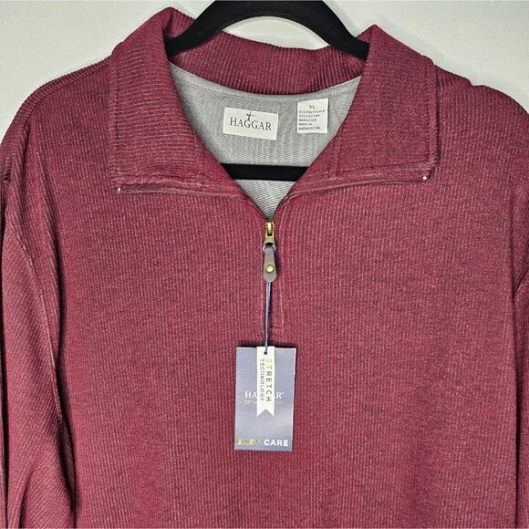 Brand New Haggar Mens Popover Ribbed Knit Longsleeve Collared Shirt Size XL - Picture 7 of 9